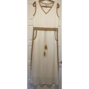 Chico's Ivory Maxi Dress with Tan Trim